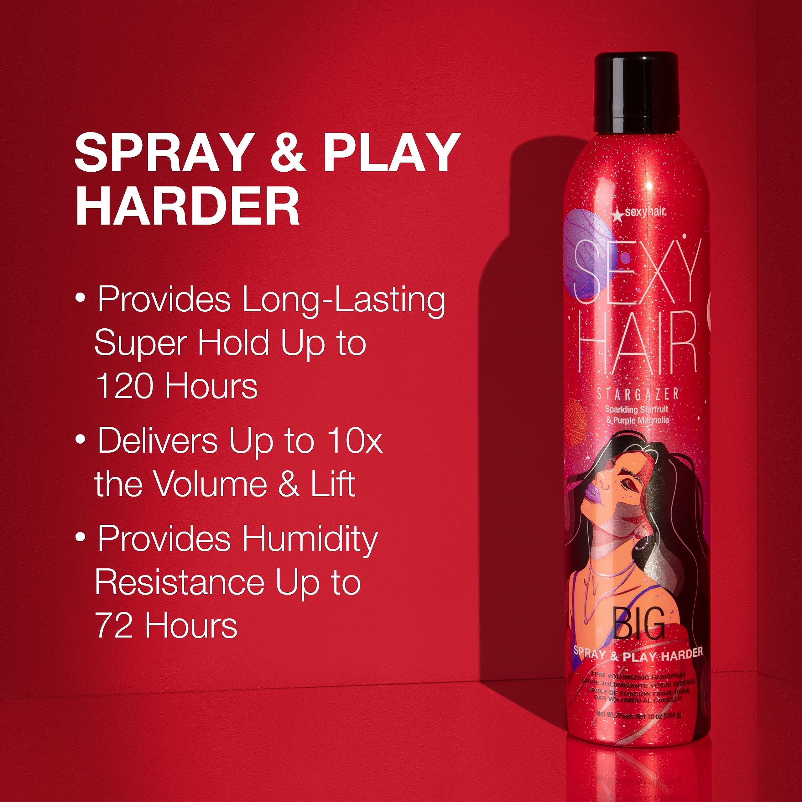 SexyHair Big Spray & Play Harder Firm Volumizing Hairspray | All Day Hold and Shine | Up to 72 Hour Humidity Resistance - Image 5