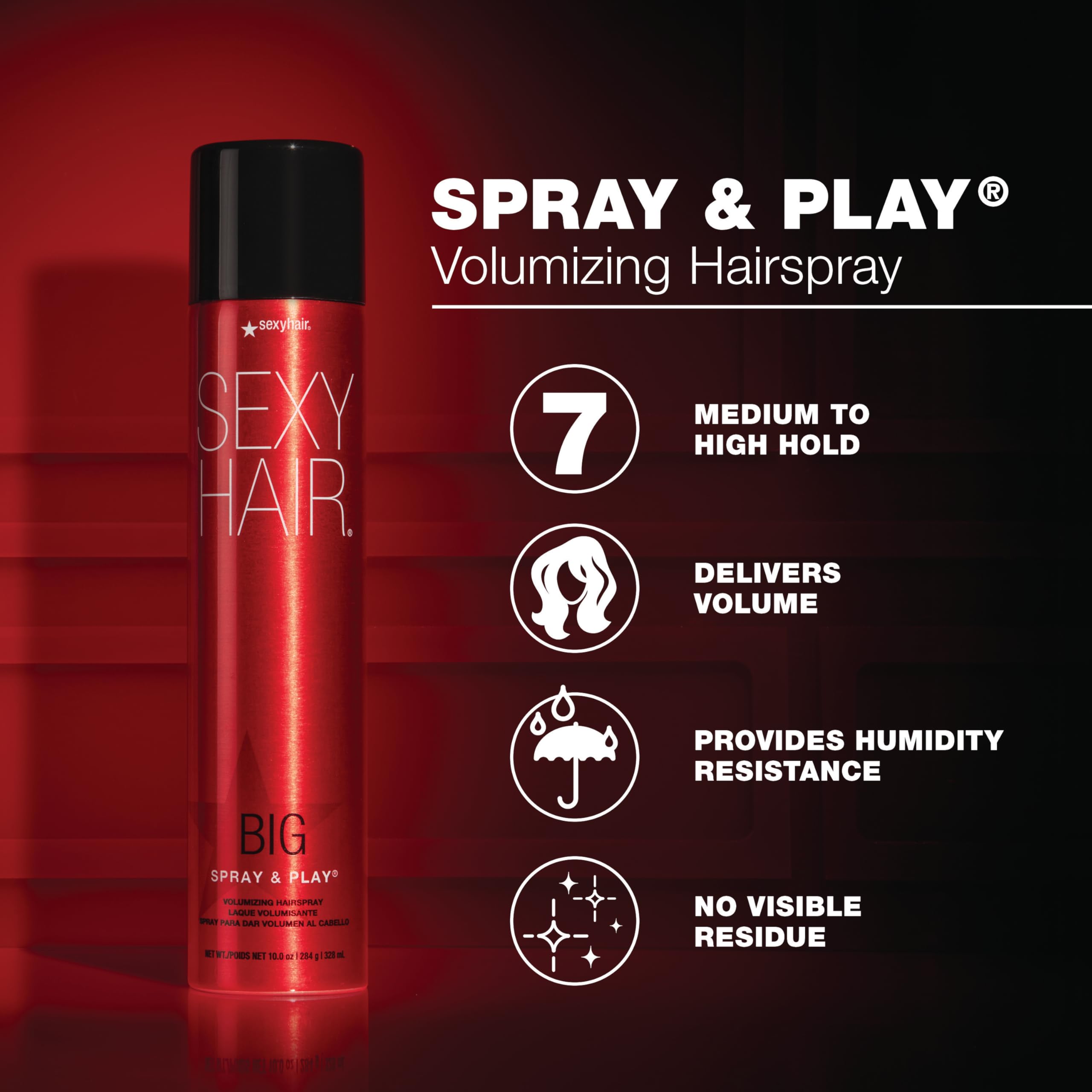 SexyHair Big Spray & Play Volumizing Hairspray | Hold and Shine | Up to 72 Hour Humidity Resistance | All Hair Types - Image 3