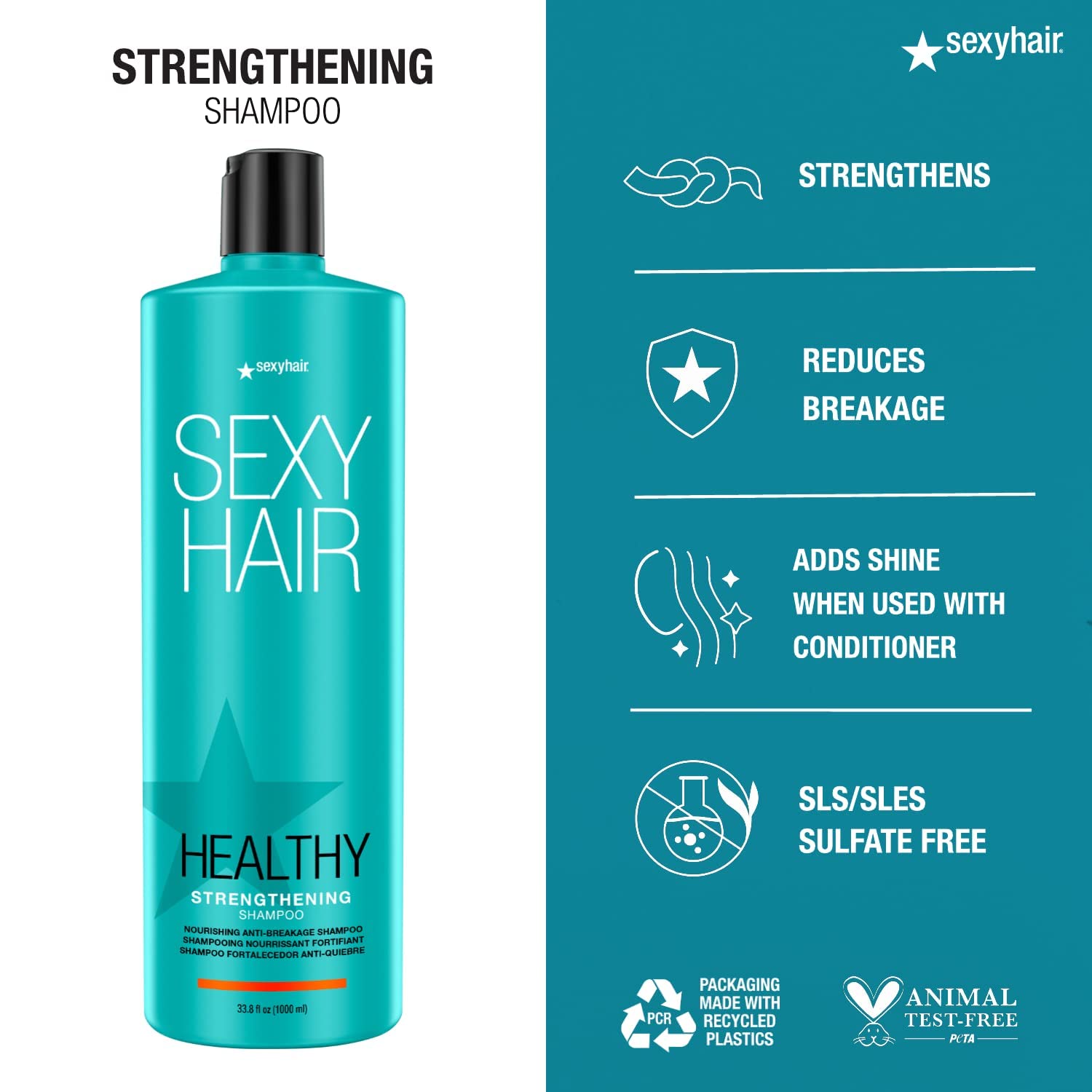 SexyHair Healthy Strengthening Anti-Breakage Shampoo/Conditioner | Helps Provide Strength and Flexibility to Damaged Hair | SLS and SLES Sulfate Free - Image 3