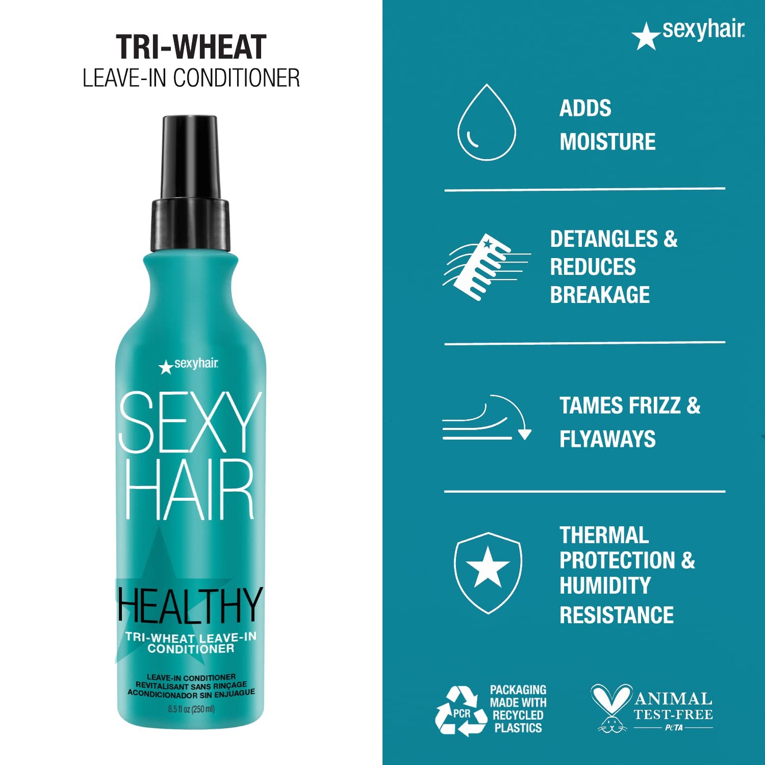 SexyHair Healthy Tri-Wheat Leave-In Conditioner | Up to 90% Better Detangling | Reduces Breakage | Moisture, Smoothness, and Shine - Image 3