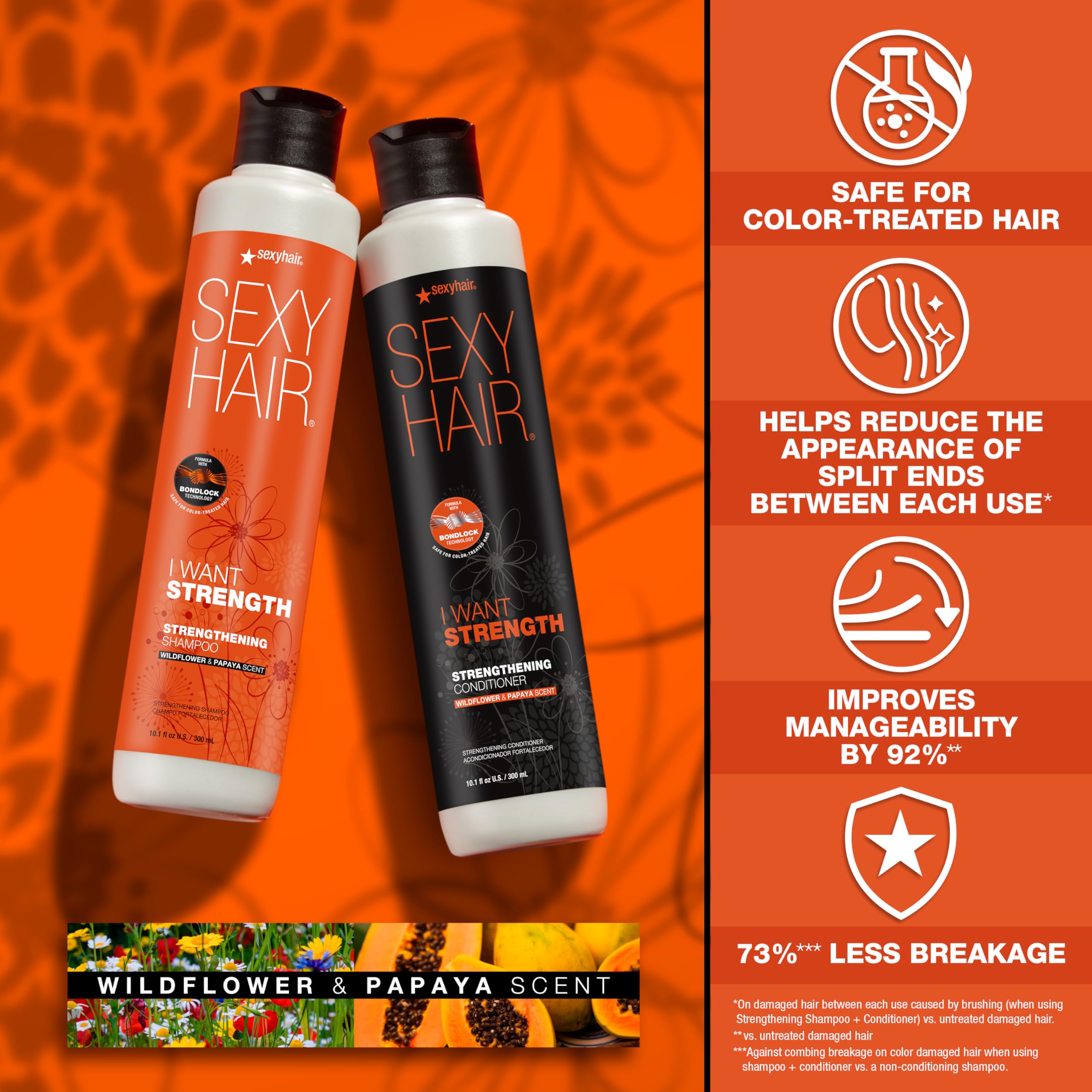 SexyHair I WANT STRENGTH Shampoo/Conditioner | 73% Less Breakage | Safe for Color-Treated Hair | All Hair Types* - Image 3