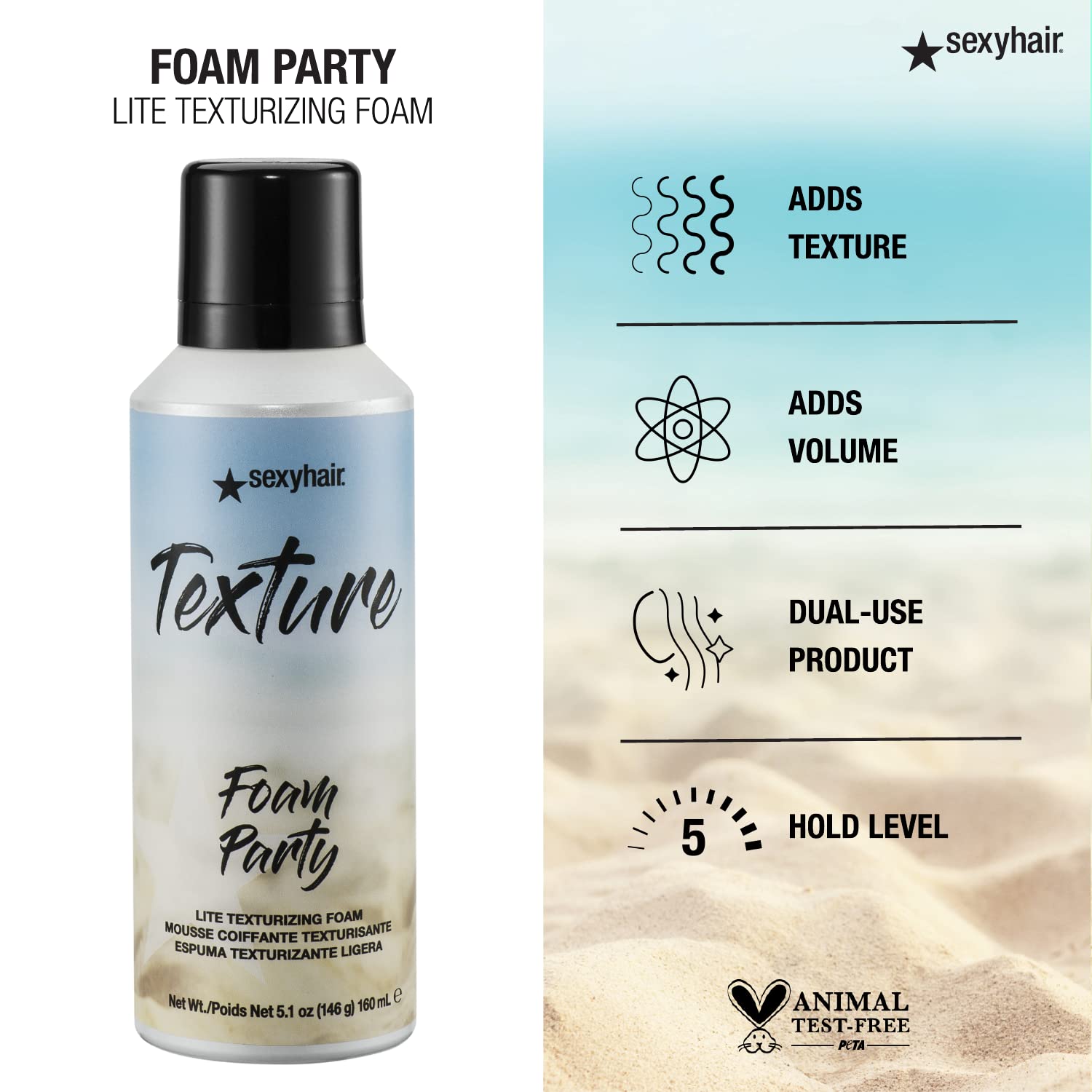 SexyHair Texture Foam Party Lite Texturizing Foam, 5.2 Oz - Packaging may vary - Image 4